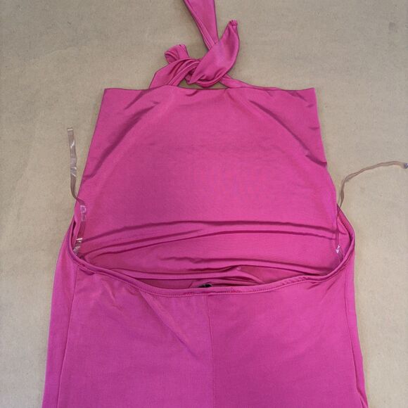 Sincerely Jules Small Barbie Pink Halter Strap Bodycon Long Party Cocktail Dress - Picture 5 of 6